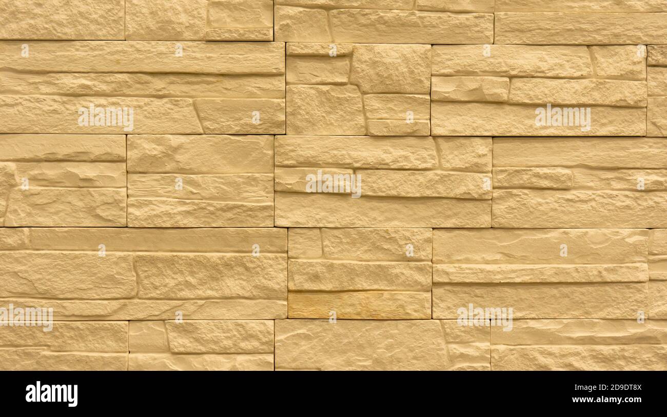 Bianco crema marmo pietra calcare mattone mattonella parete superficie invecchiata texture sfondo modello dettagliato Foto Stock