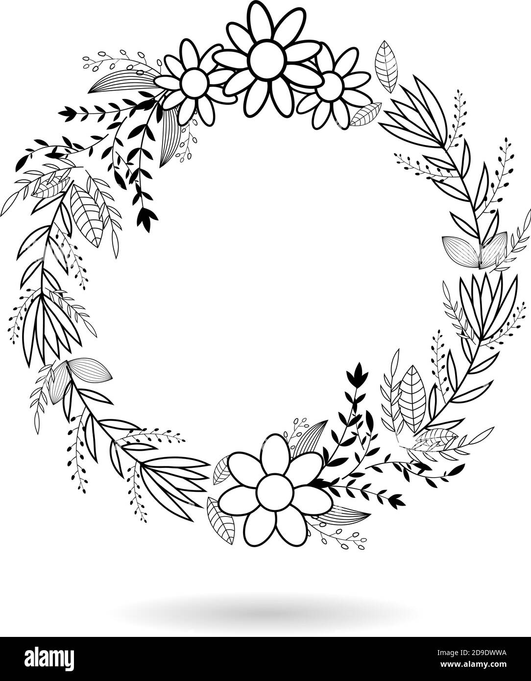 cornice botanica vettoriale disegno ornamento floreale modello per nome iniziale stampa di biglietti d'auguri per inviti di nozze e molto altro ancora Illustrazione Vettoriale
