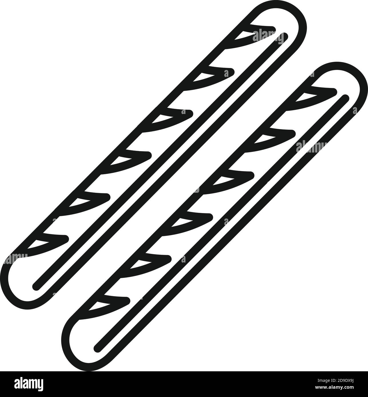 Icona di salsiccia alla francese alla griglia, stile contorno Illustrazione Vettoriale