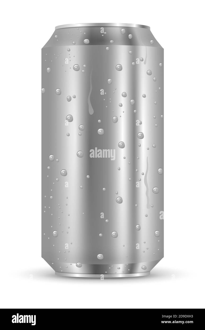 Contenitore in alluminio grezzo isolato su sfondo bianco. Illustrazione 3D Foto Stock