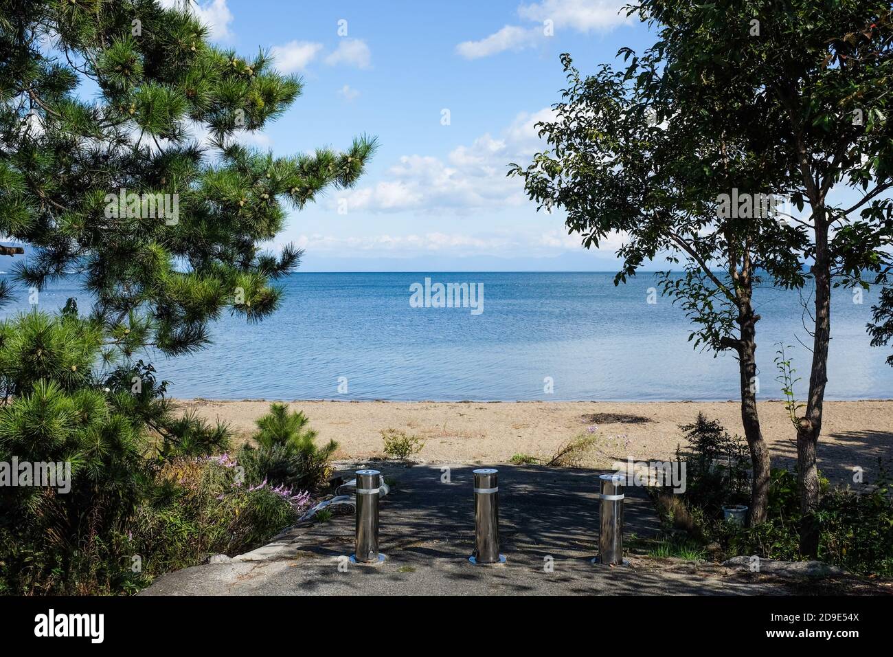 Lago Biwa (Biwako) nella prefettura di Shiga, Giappone. Foto Stock