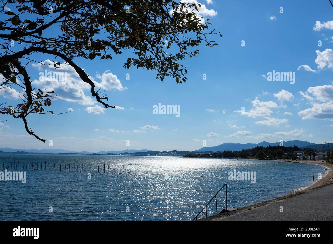 Lago Biwa (Biwako) nella prefettura di Shiga, Giappone. Foto Stock