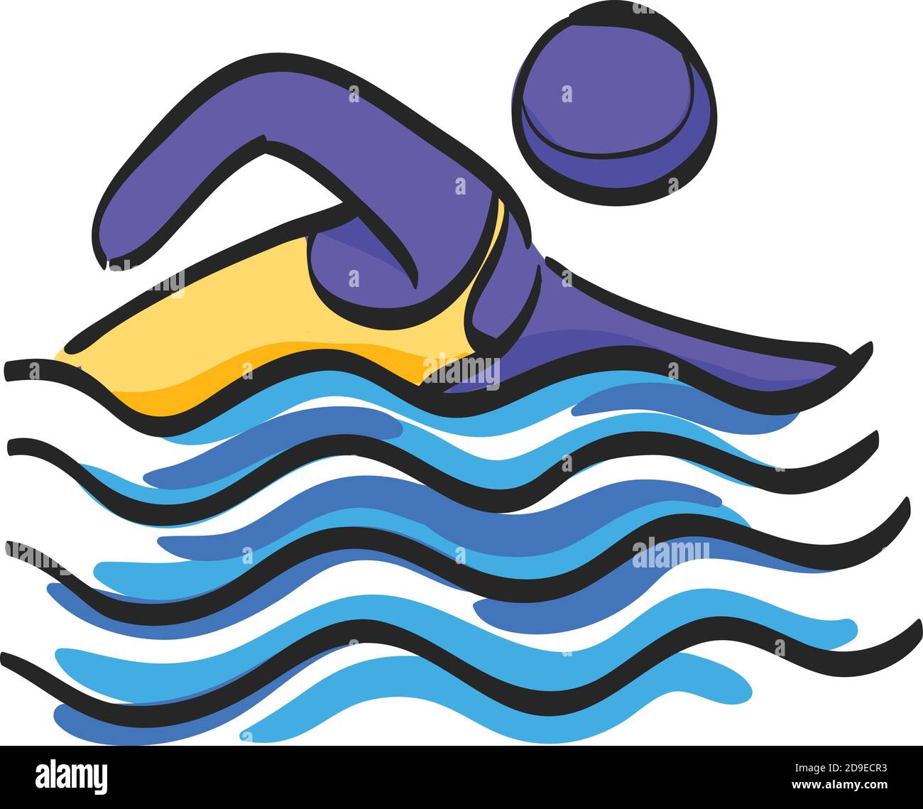 Uomo nuoto icona nel disegno a colori. Atleta triathlon s sport Immagine e  Vettoriale - Alamy