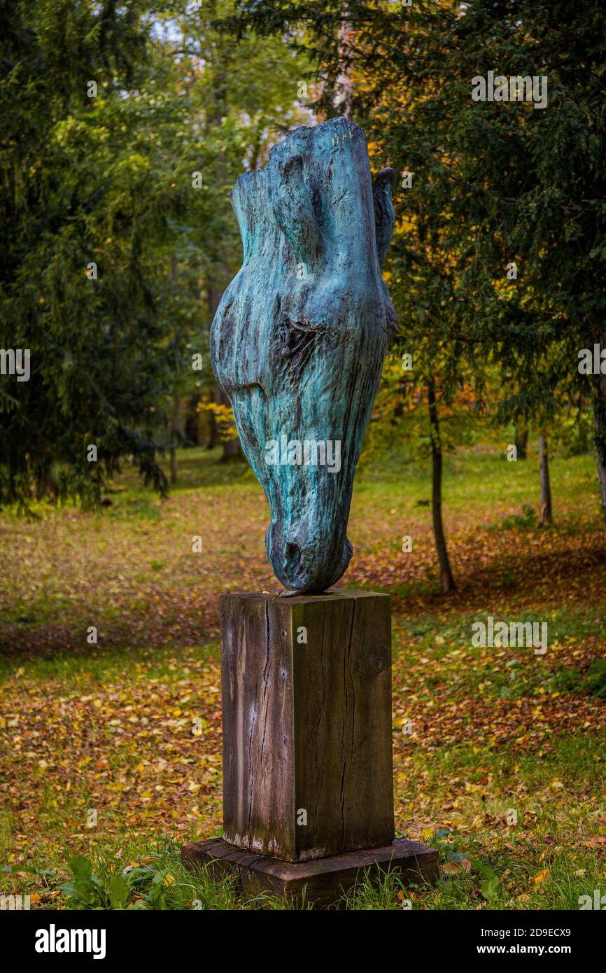 Cavalli testa scultura Foto Stock