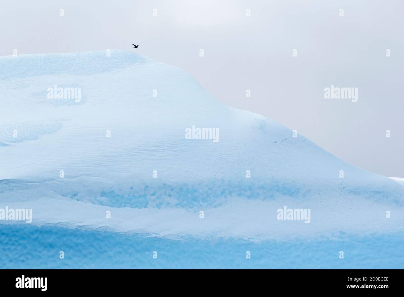 Primo piano di un colossale iceberg nell'oceano Artico. Ghiaccio coperto di neve di colore blu e bianco. Baia di Disko, Ilulissat, Groenlandia. Foto Stock