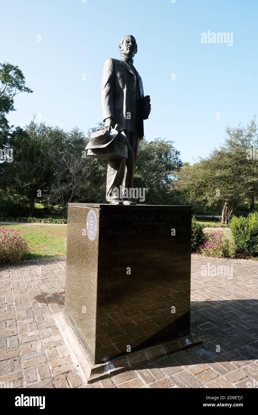 Statura di Danimarca Vesey e storici Marker che si sono bagnati alla guerra civile americana. Foto Stock
