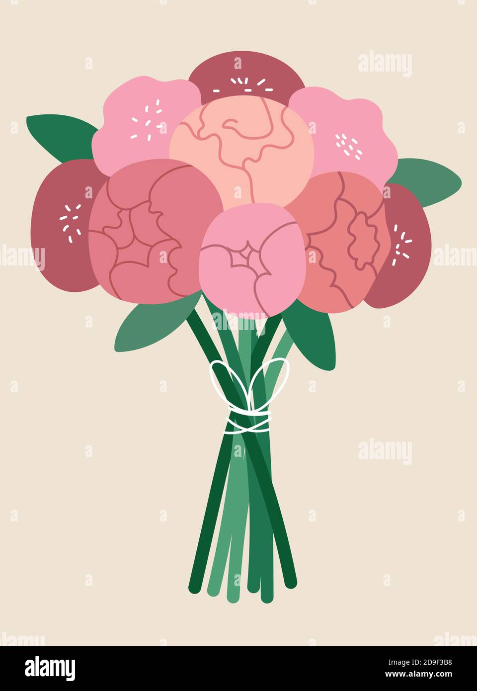 Bouquet di ranuncolo rosa . Illustrazione del libro per bambini. Carino Poster . Stile scandinavo .Minimalisn . Natura . Stampa scandinava o poster de Illustrazione Vettoriale