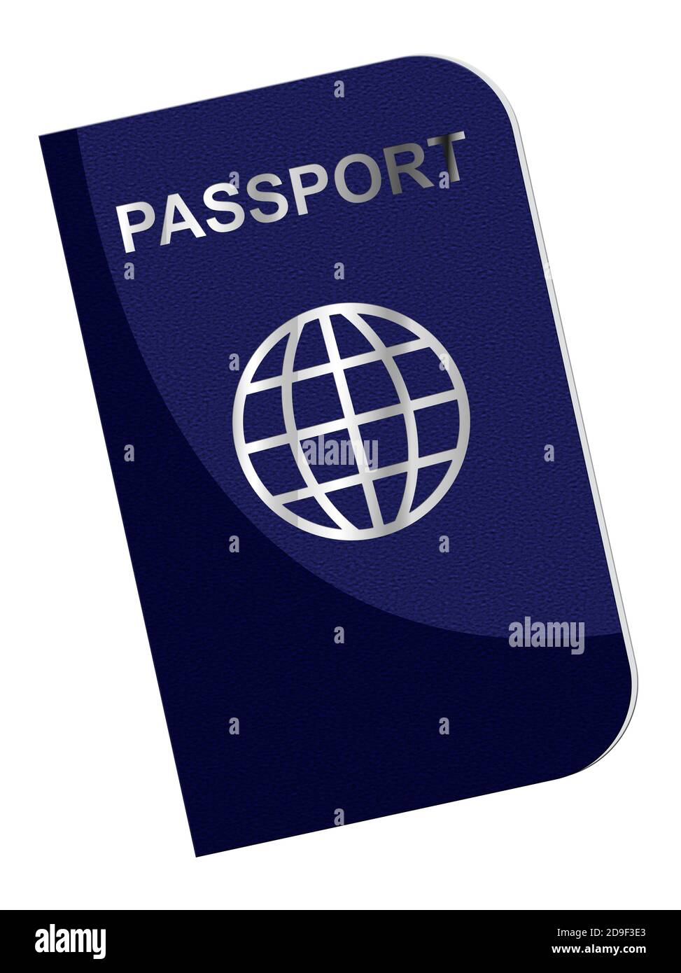 Blauer Reisepass isoliert auf weißem Hintergrund Foto Stock