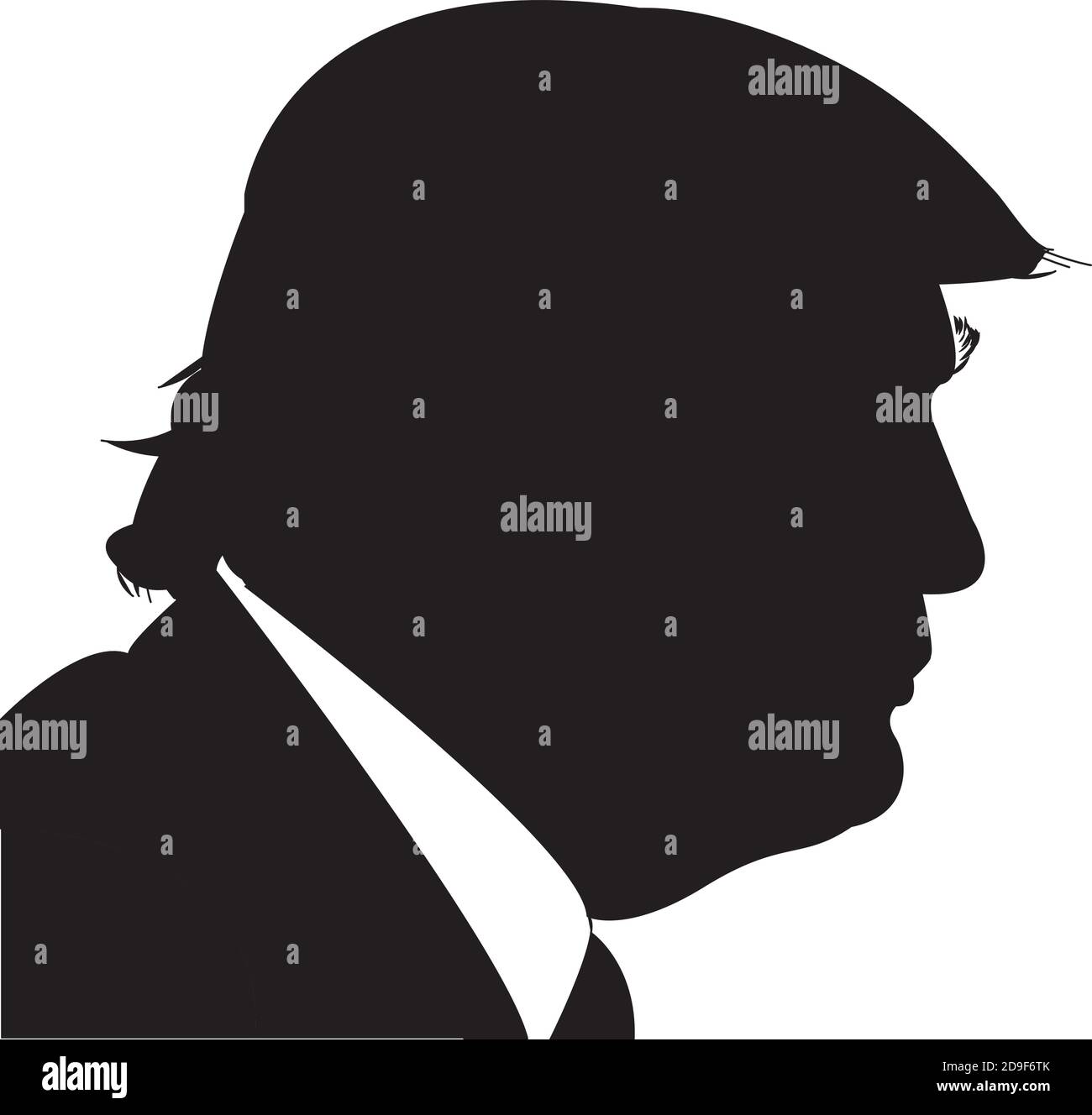 Vector Illustration, profilo laterale Silhouette di Donald J Trump, presidente degli Stati Uniti d'America, novembre 2020 Illustrazione Vettoriale