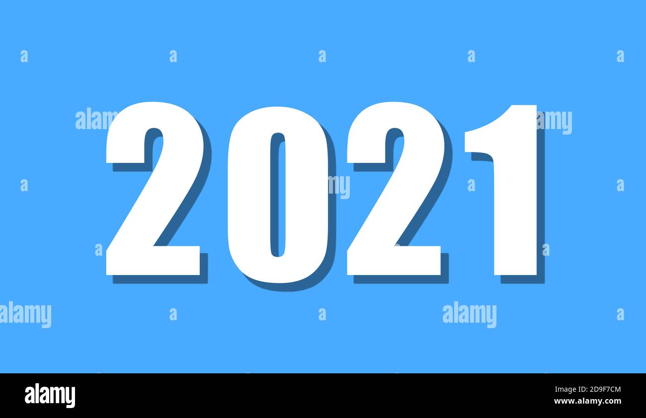 2021 Felice anno nuovo background. 2021 numero su sfondo blu. Foto Stock