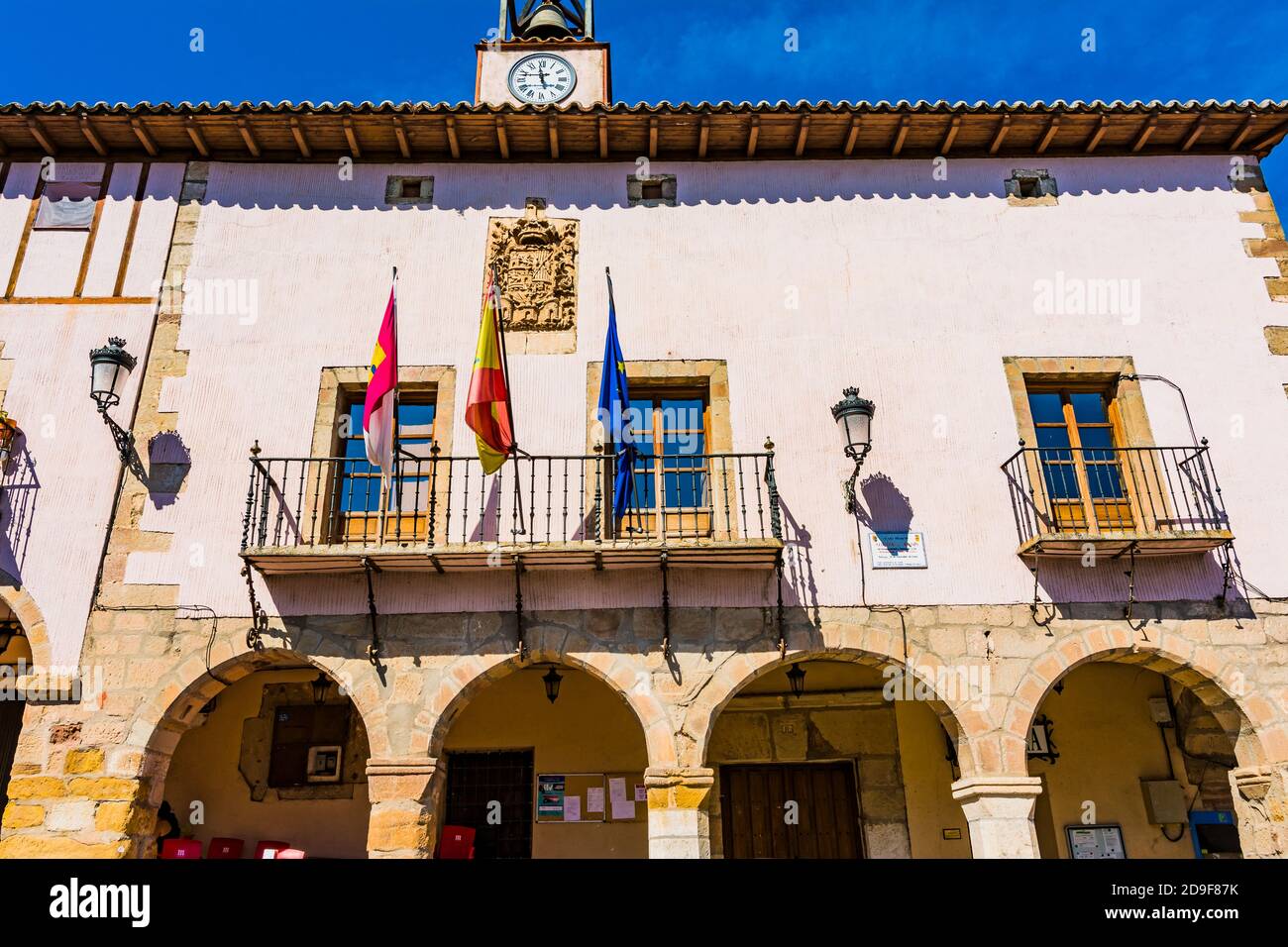 Municipio, Atienza, Guadalajara, Castilla la Mancha, Spagna, Europa Foto Stock