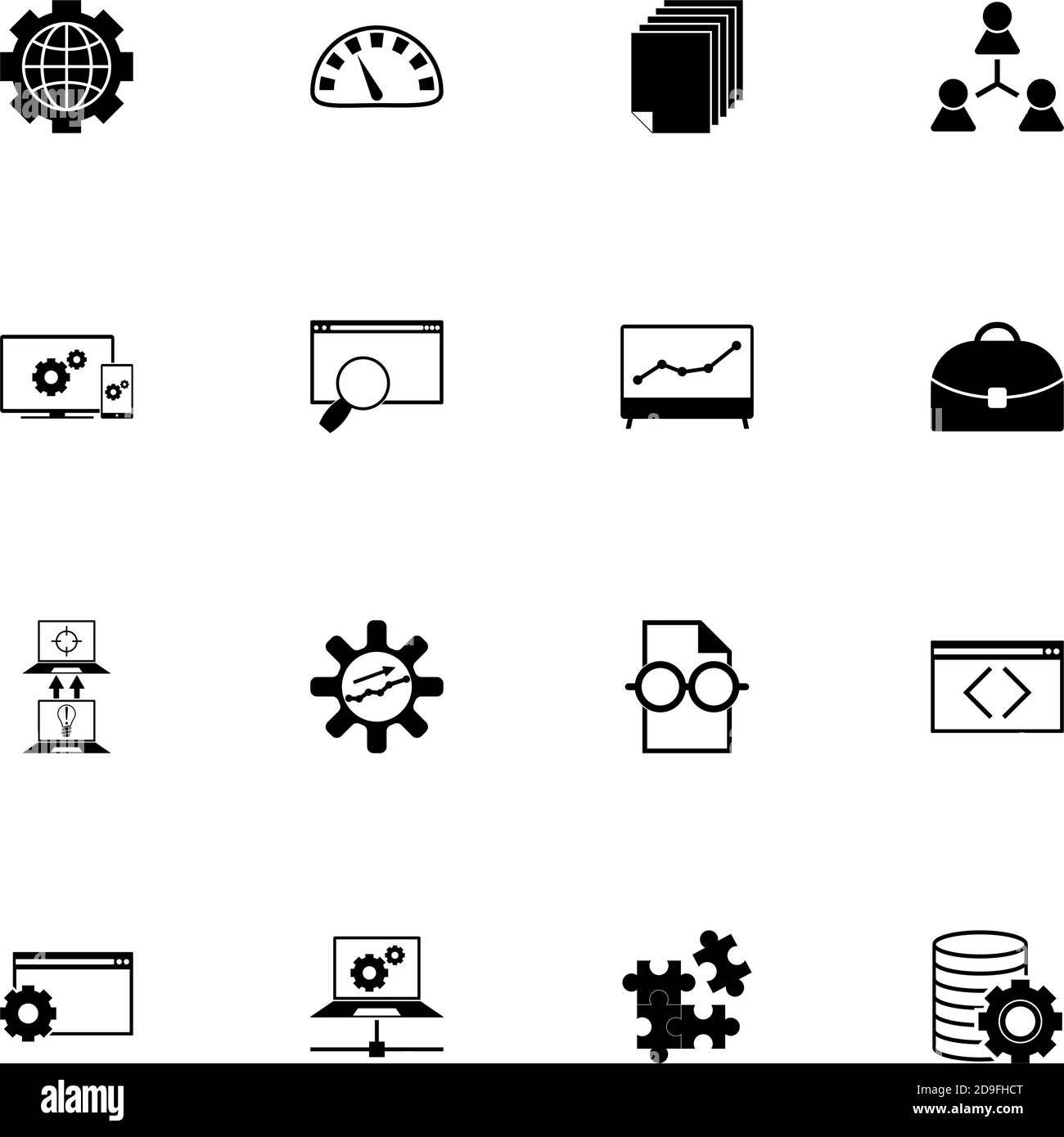 Icona sviluppo - Espandi a qualsiasi dimensione - Cambia a qualsiasi colore. Perfect Flat Vector contiene icone come idea, puzzle, tachimetro, browser, documenti Illustrazione Vettoriale
