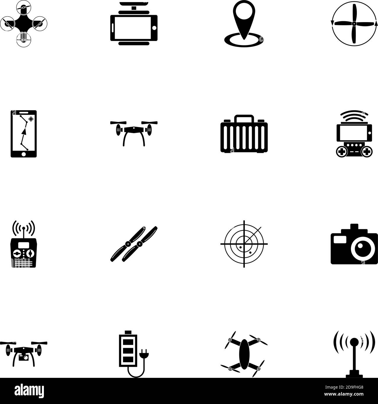 Icona drone - Espandi a qualsiasi dimensione - Cambia a qualsiasi colore. Perfect Flat Vector contiene icone come eliche per elicotteri, quadrocopter, contrasto wireless Illustrazione Vettoriale