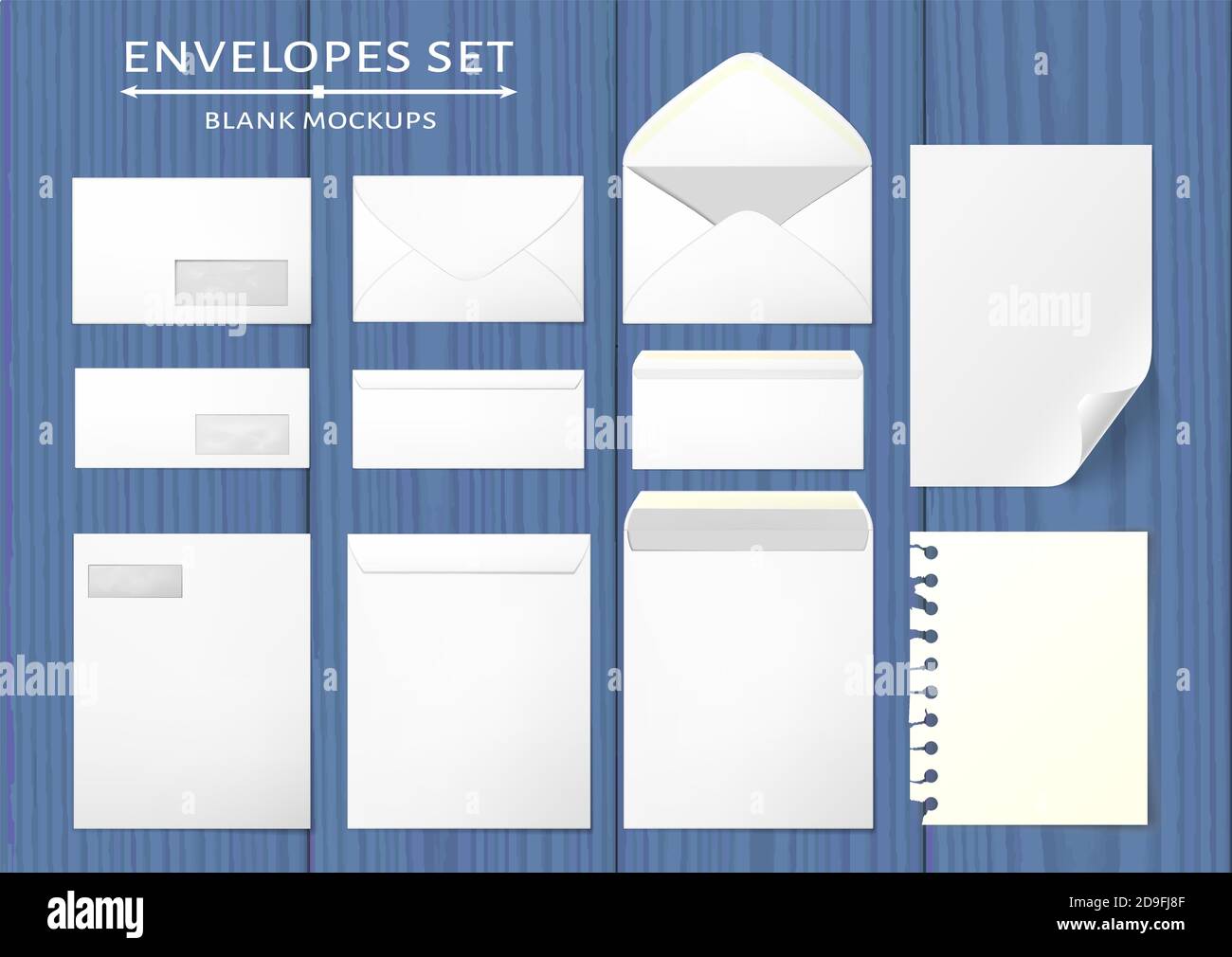 Buste bianche vuote impostate su sfondo a scacchi Illustrazione Vettoriale