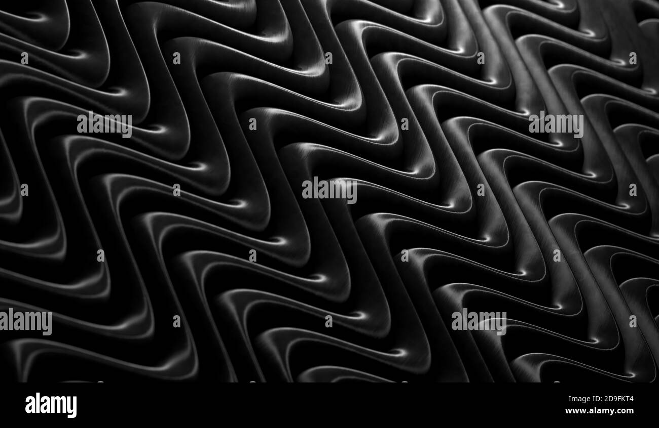 Texture scura e pattern ondulato.onda astratta e sfondo della superficie ondulato.3d illustrazione Foto Stock