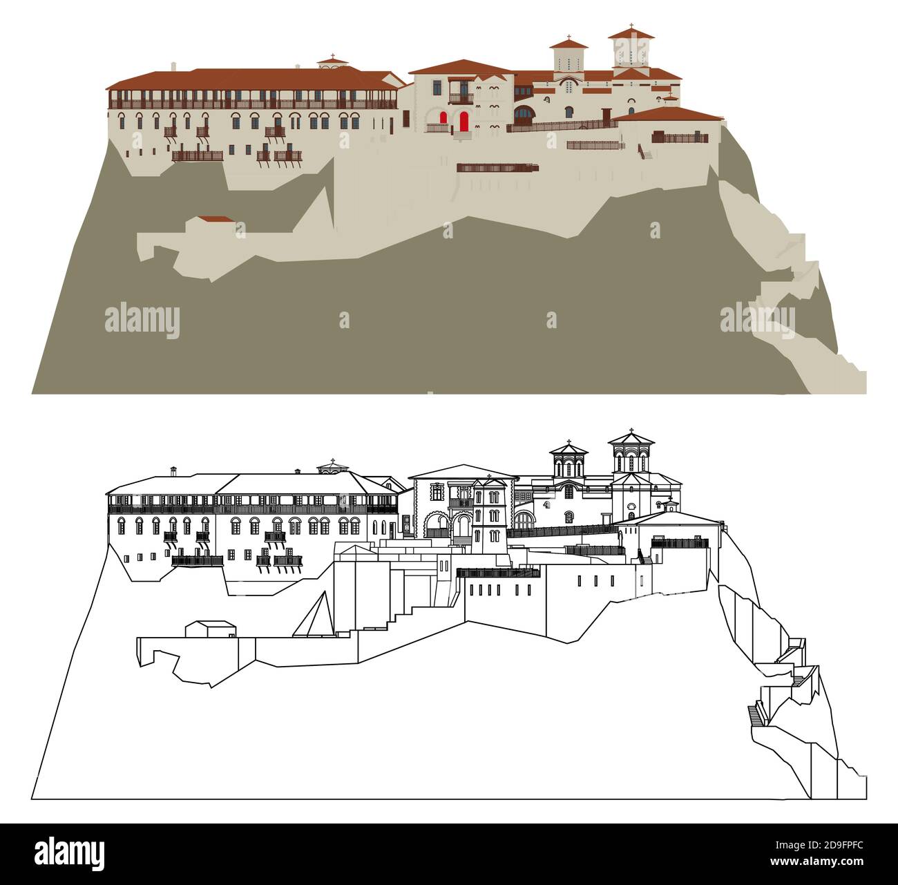 Varlaam Monastero di Meteora, Grecia Illustrazione Vettoriale