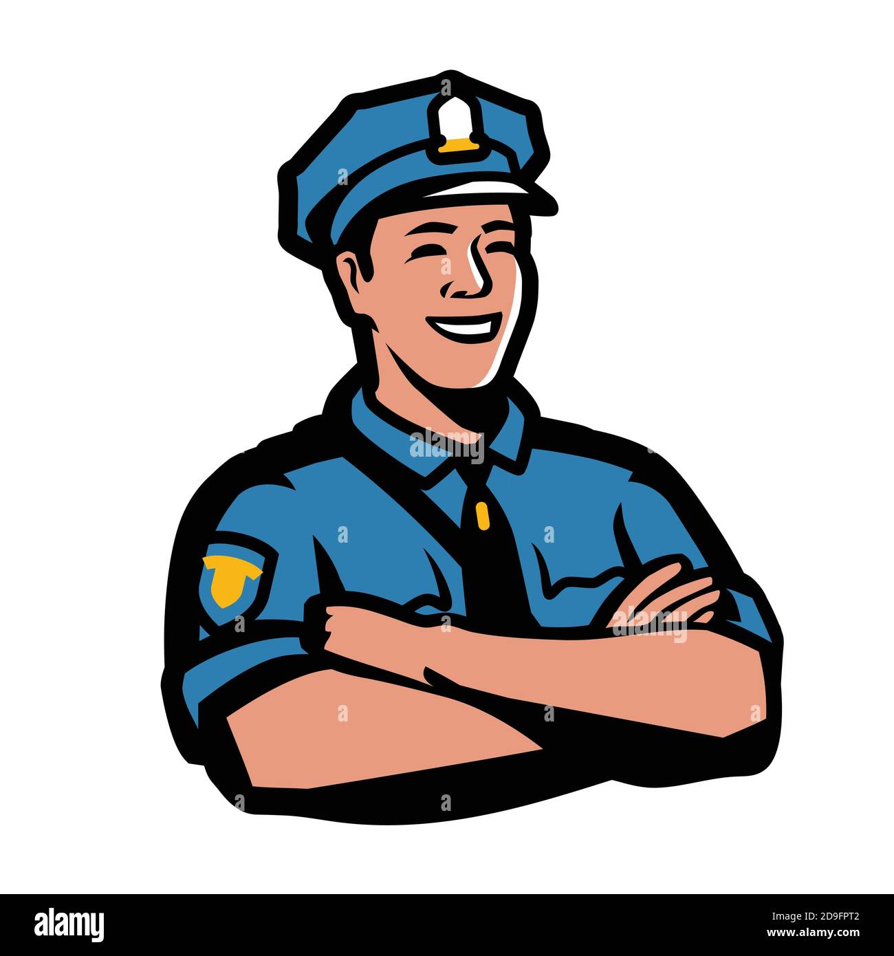 Simbolo dell'ufficiale di polizia. Poliziotto, simbolo della guardia di sicurezza, illustrazione vettoriale Illustrazione Vettoriale