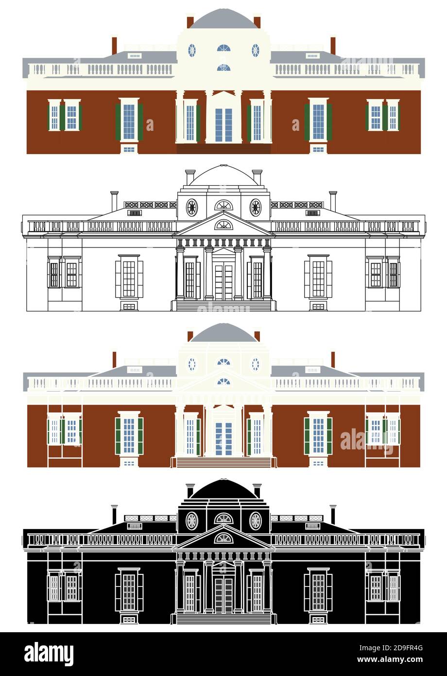 Thomas Jefferson House a Monticello Illustrazione Vettoriale