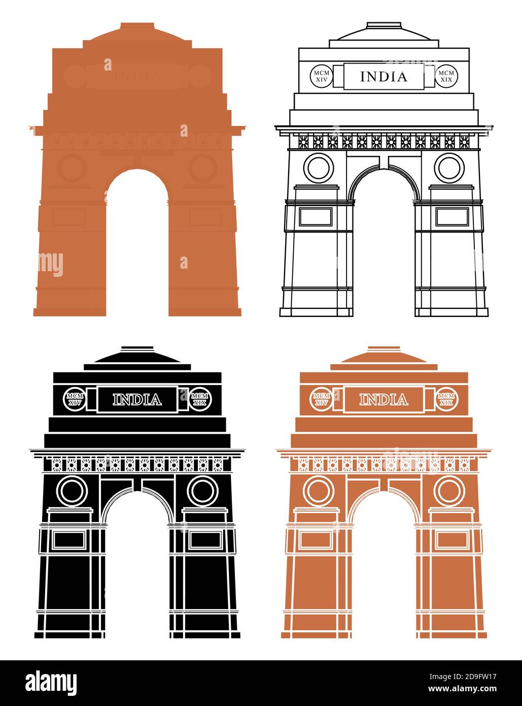 India Gate a Nuova Delhi. Illustrazione Vettoriale