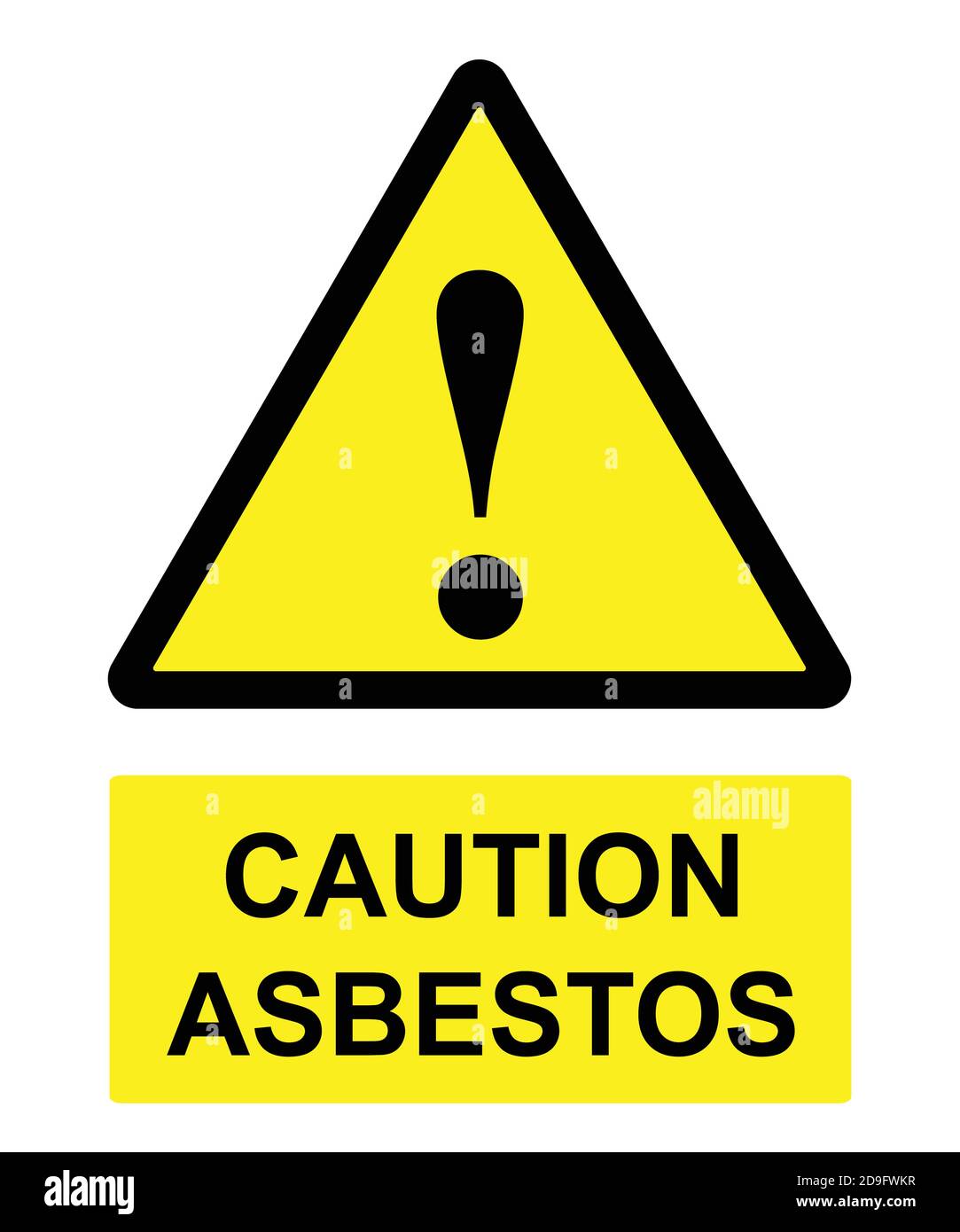 Cartello segnaletico amianto, set di sei minerali silicati naturali costituiti da fibre microscopiche nocive in caso di traspirazione, su fondo bianco Illustrazione Vettoriale