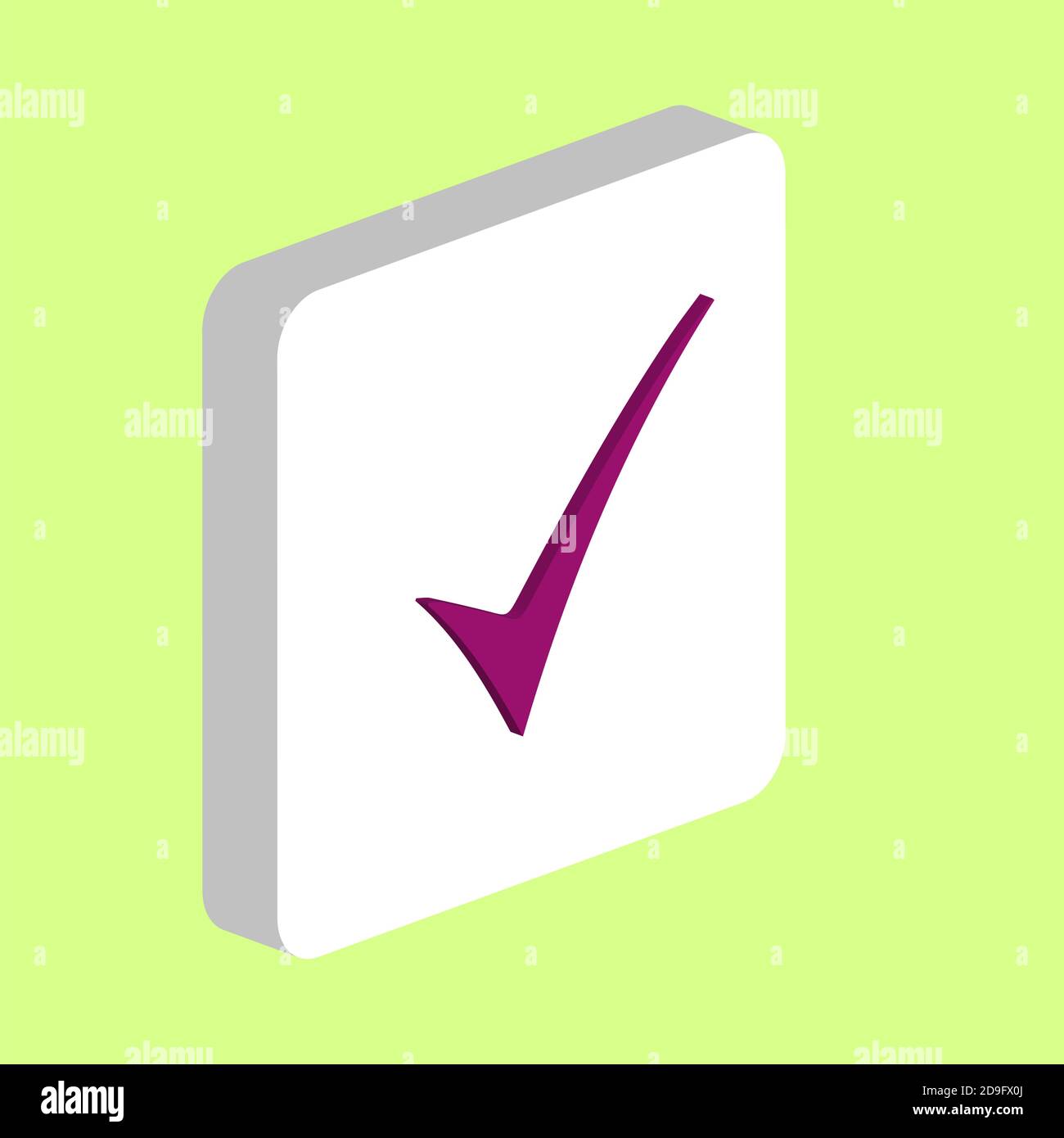 Confermare l'icona vettore semplice. Modello di disegno simbolo illustrazione per elemento dell'interfaccia utente Web mobile. Pittogramma isometrico a colori perfetto su quadratino bianco 3d. Conf Illustrazione Vettoriale