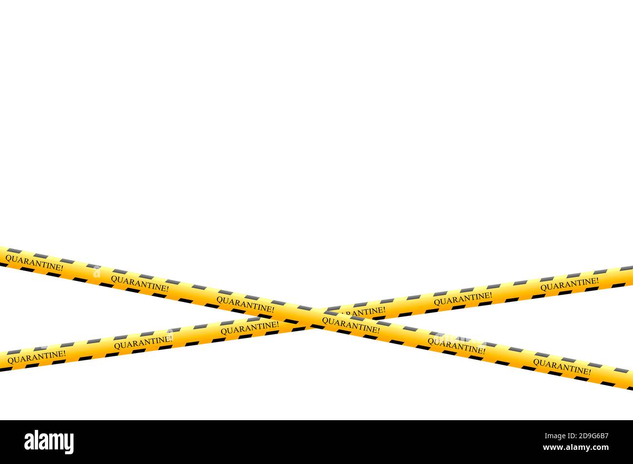 Nastro adesivo giallo e nero incrociato con scritte in quarantena. Foto Stock