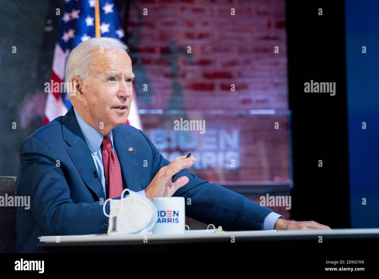 WILMINGTON, DE, USA - 28 ottobre 2020 - il candidato democratico presidenziale americano Joe Biden ad un briefing COVID-19 a Wilmington, Delaware, USA durante il Foto Stock