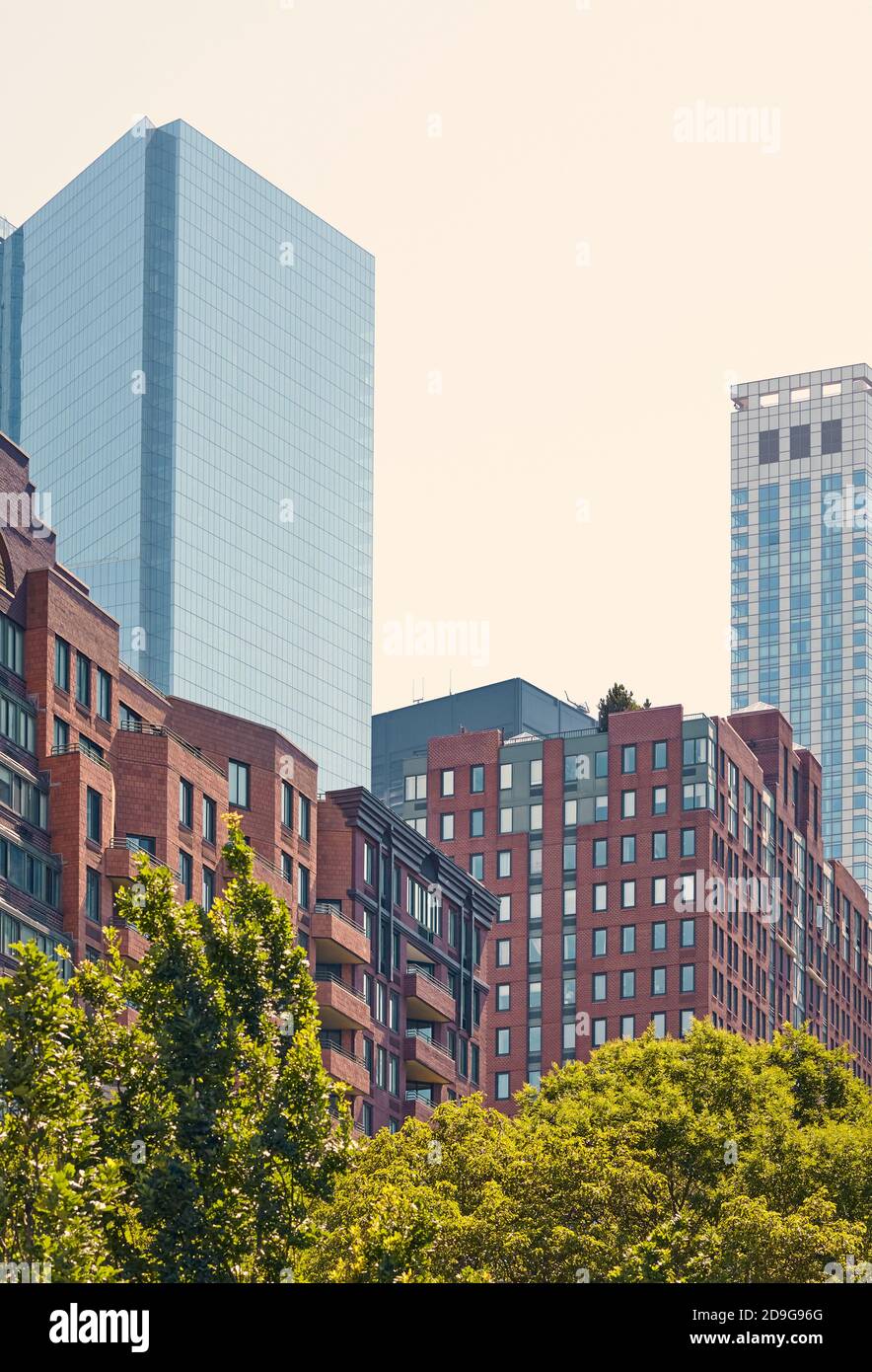 New York City architettura varia, tonificazione del colore applicato, STATI UNITI D'AMERICA. Foto Stock