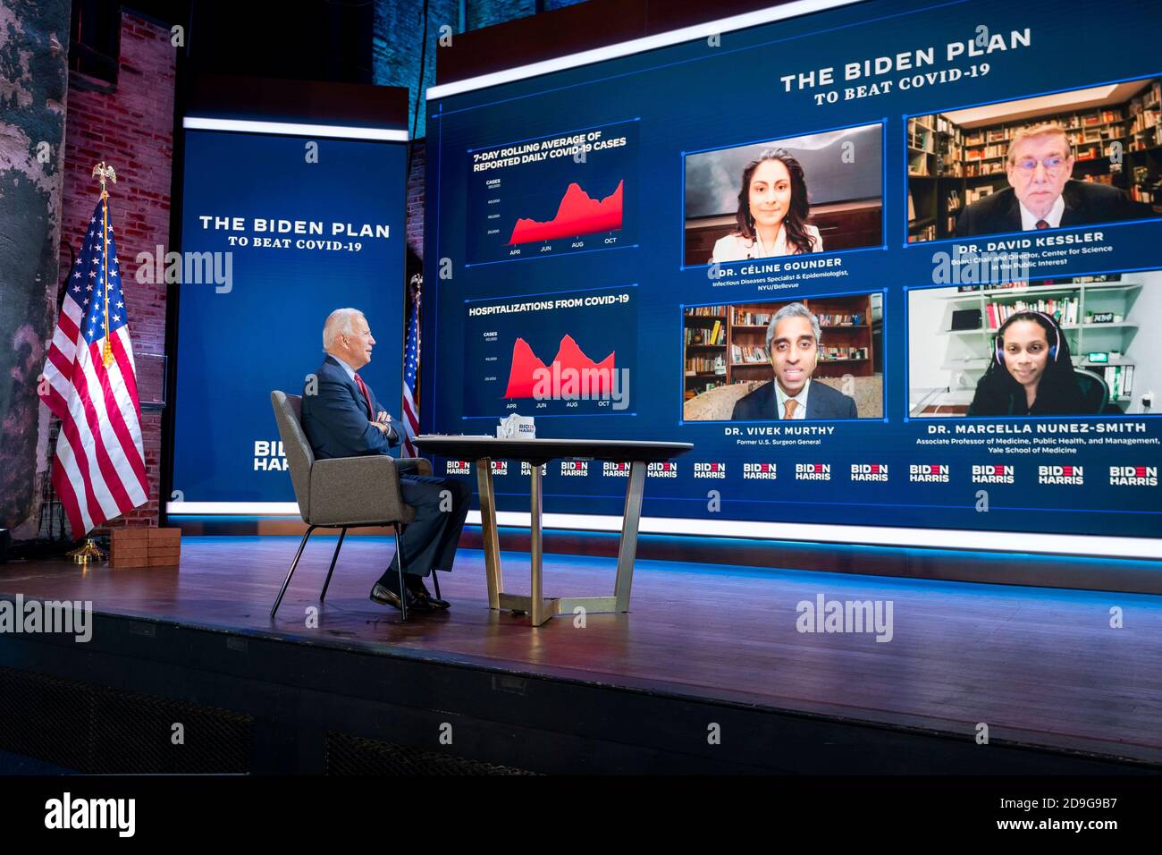 WILMINGTON, DE, USA - 28 ottobre 2020 - il candidato democratico presidenziale americano Joe Biden ad un briefing COVID-19 a Wilmington, Delaware, USA durante il Foto Stock