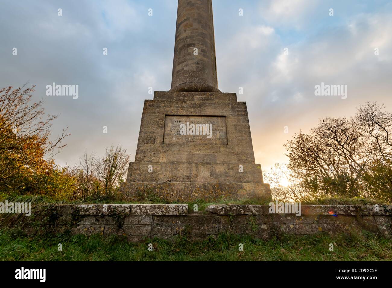 Vista del monumento Admiral Hood vicino a Compton Dundon somerset Foto Stock