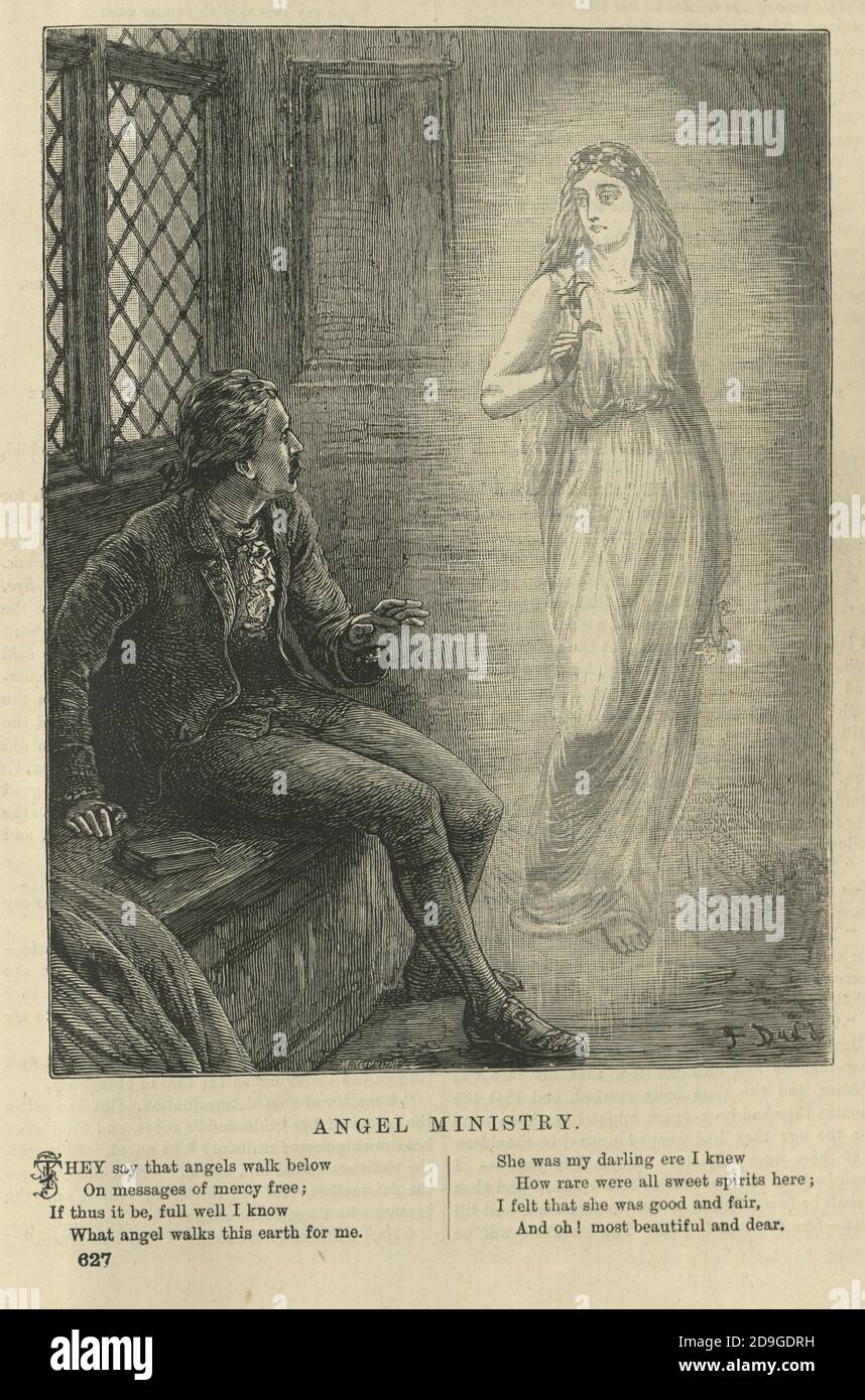 Poesia vittoriana Angel ministero, fantasma di una donna che appare a un uomo, 1870, 19 ° secolo Foto Stock