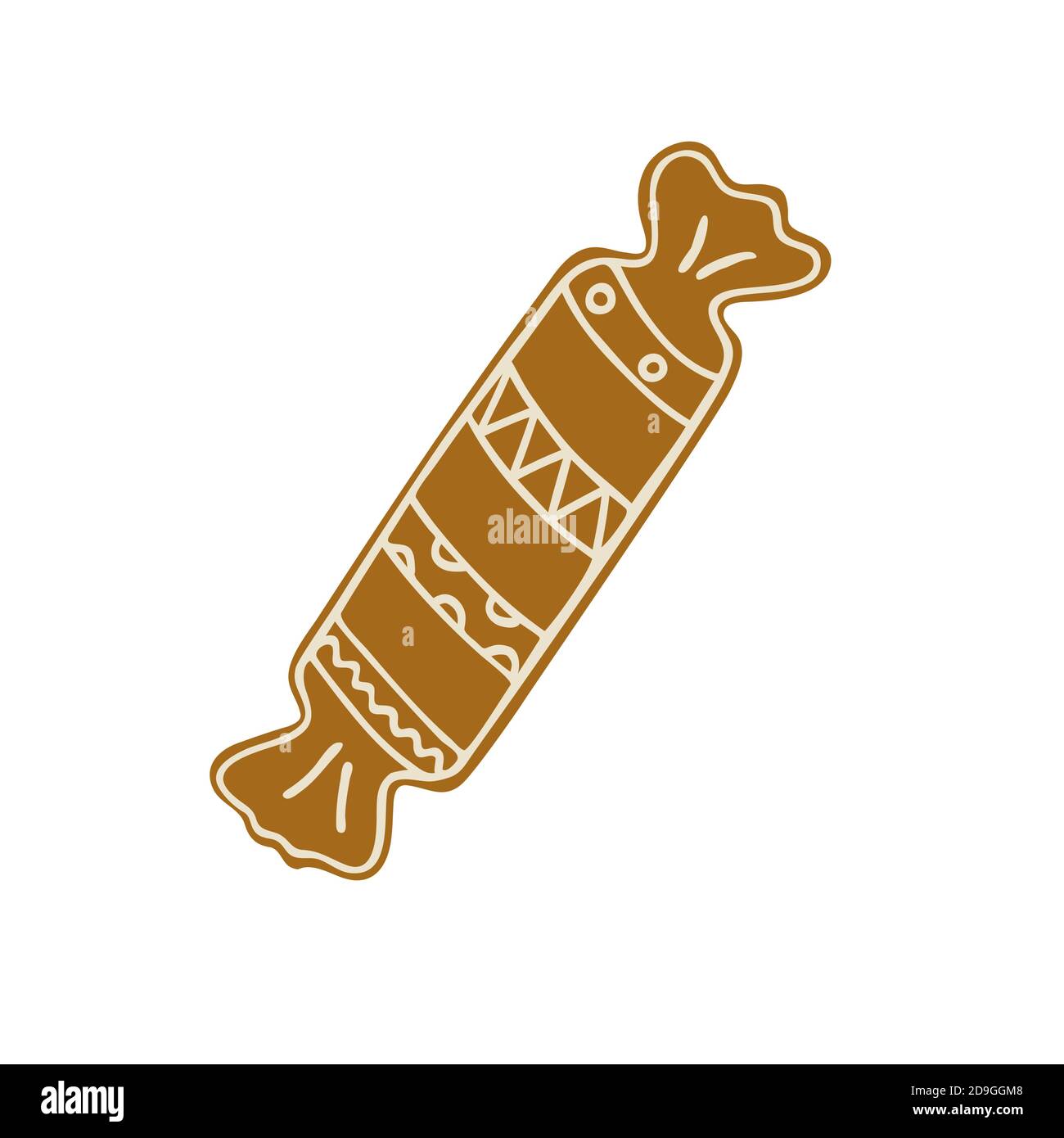 Biscotti di pan di zenzero di Natale tradizionale celebrazione disegno a mano disegnato in stile doodle decorato con zucchero glassa cibo dolce invernale per biglietto d'auguri, inviti, illustrazione vettoriale banner Illustrazione Vettoriale