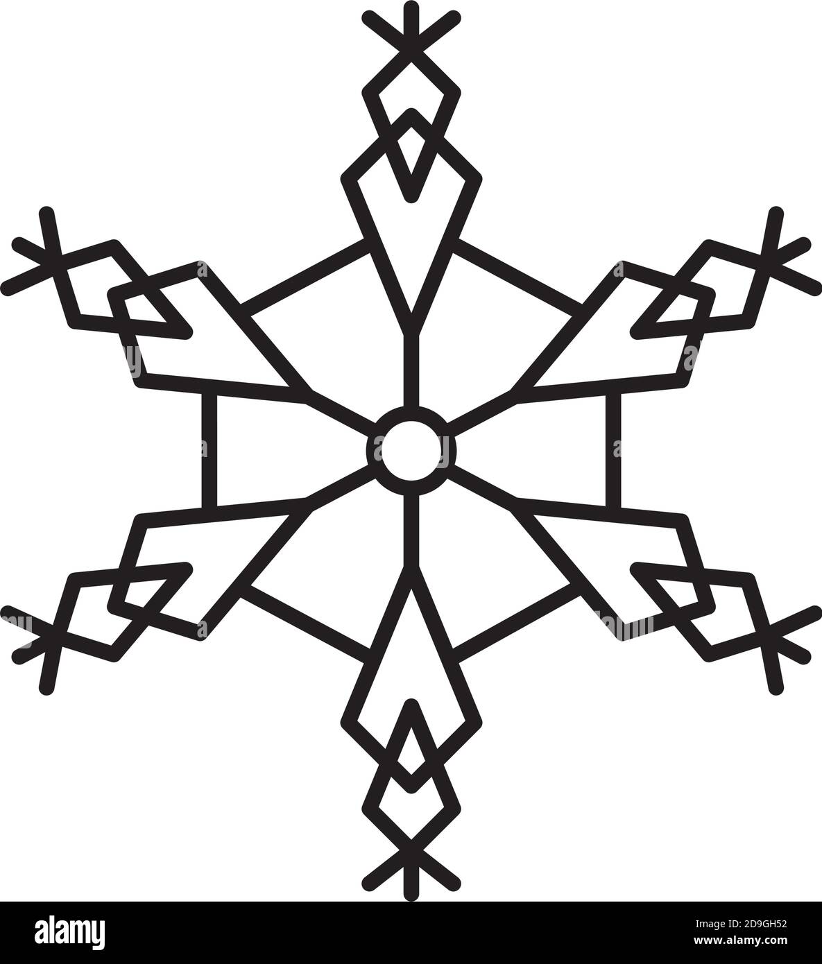 icona di fiocco di neve astratto su sfondo bianco, stile linea, illustrazione vettoriale Illustrazione Vettoriale