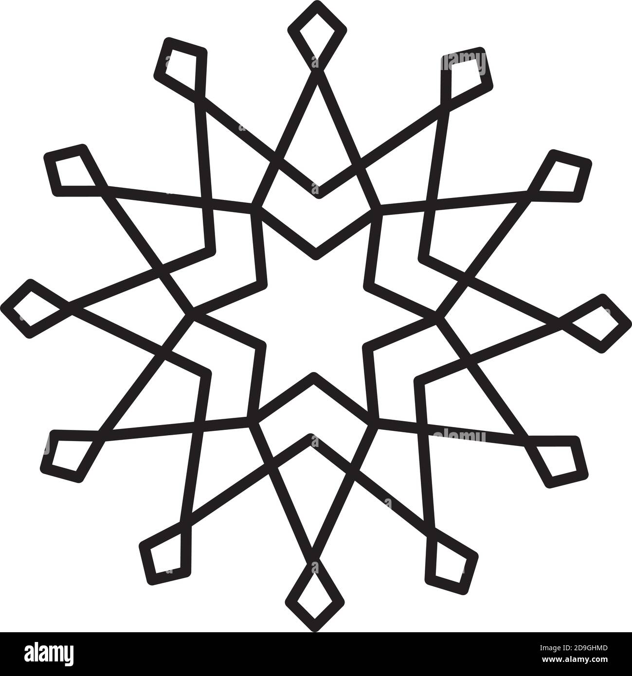 icona astracca fiocco di neve su sfondo bianco, stile linea, illustrazione vettoriale Illustrazione Vettoriale