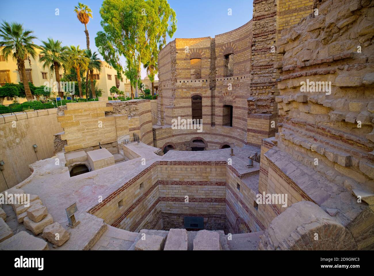 La Fortezza di Babilonia era un'antica città fortezza o castello nel Delta dell'Egitto, situato nella zona oggi conosciuta come Cairo copto preso @Cairo, Egitto Foto Stock
