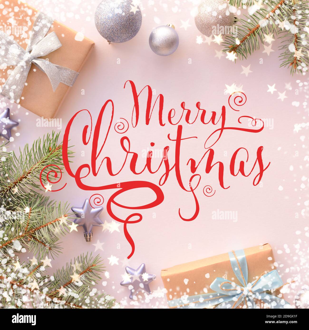 Bellissimo biglietto d'auguri per la celebrazione del buon Natale Foto Stock