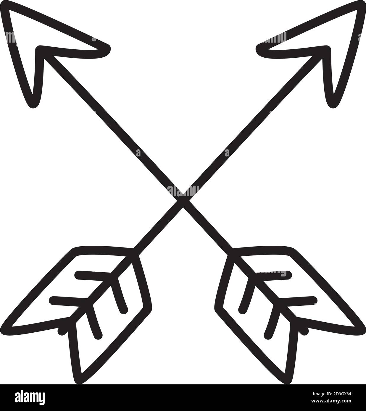 icona con frecce ad arco incrociate su sfondo bianco, stile linea, illustrazione vettoriale Illustrazione Vettoriale