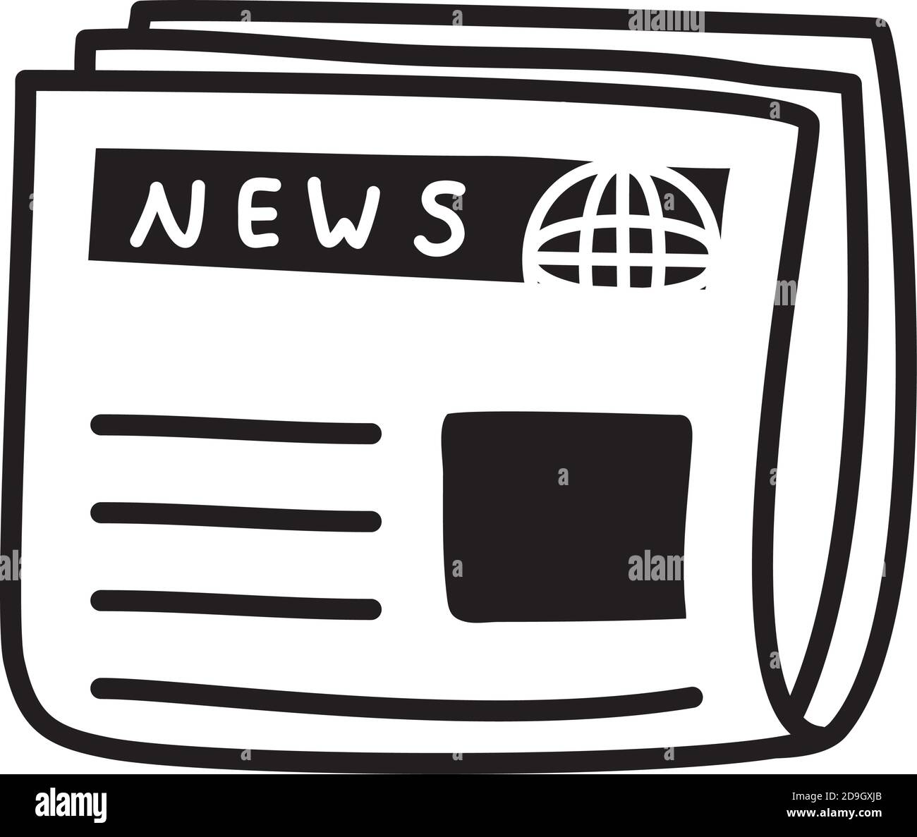 icona del giornale su sfondo bianco, stile silhouette, illustrazione vettoriale Illustrazione Vettoriale