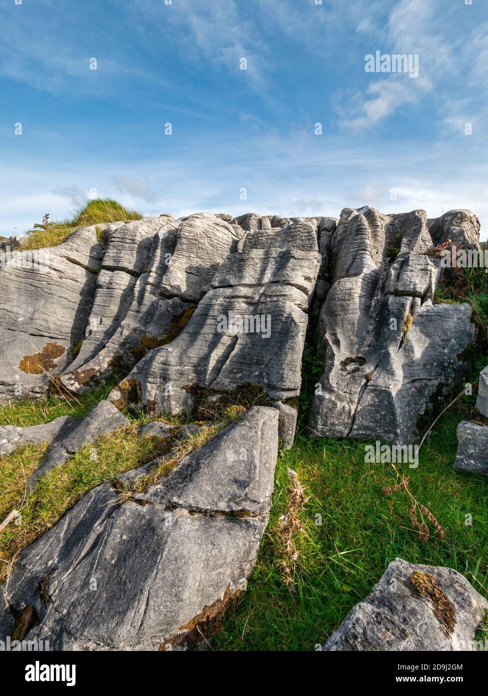 Weathered eroso dolostone / pavimentazione di pietra calcarea formazione di roccia, Strath Suardal SSSI, Broadford, Isola di Skye, Scotland, Regno Unito. Foto Stock