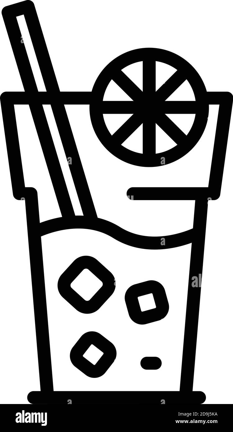 Icona cocktail di frutta e ghiaccio. Contorno frutta ghiaccio cocktail icona vettore per web design isolato su sfondo bianco Illustrazione Vettoriale