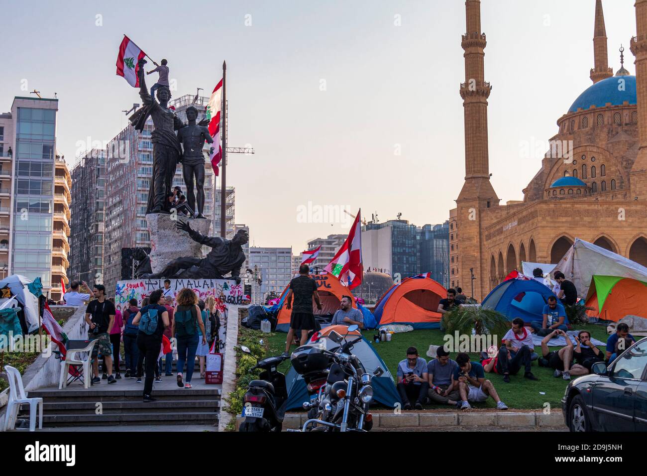 Manifestazioni e proteste intorno al centro di Beirut, Libano Foto Stock