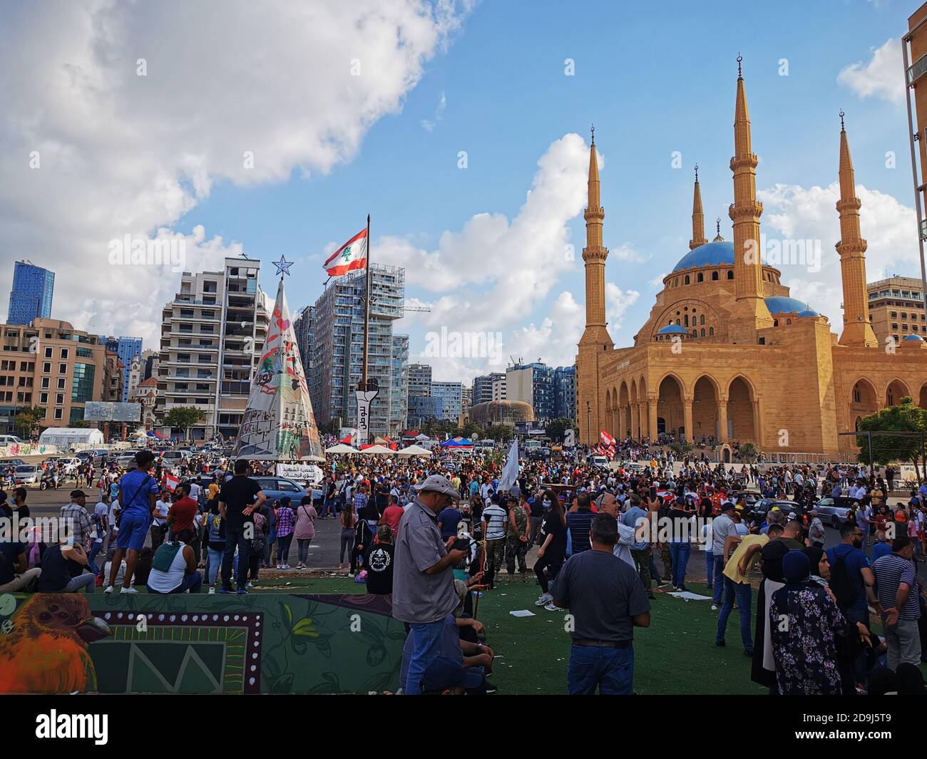 Manifestazioni e proteste intorno al centro di Beirut, Libano Foto Stock