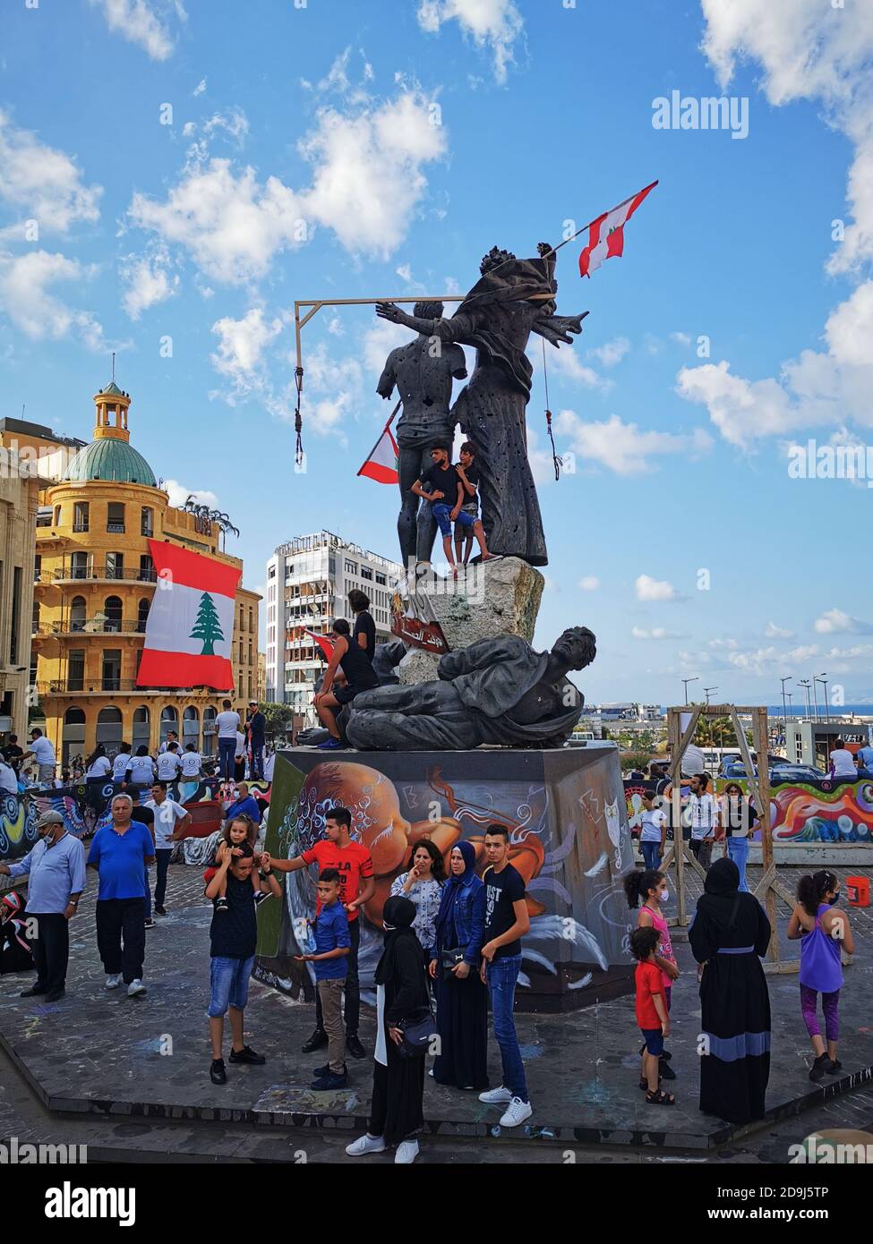 Manifestazioni e proteste intorno al centro di Beirut, Libano Foto Stock