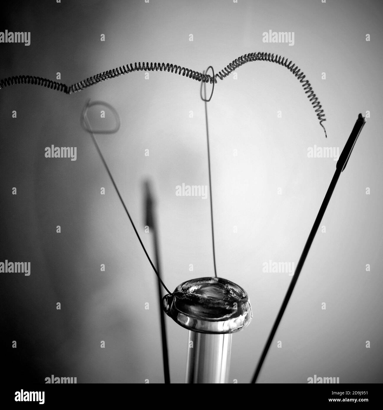 Lampadina al tungsteno bruciata in bianco e nero Foto Stock