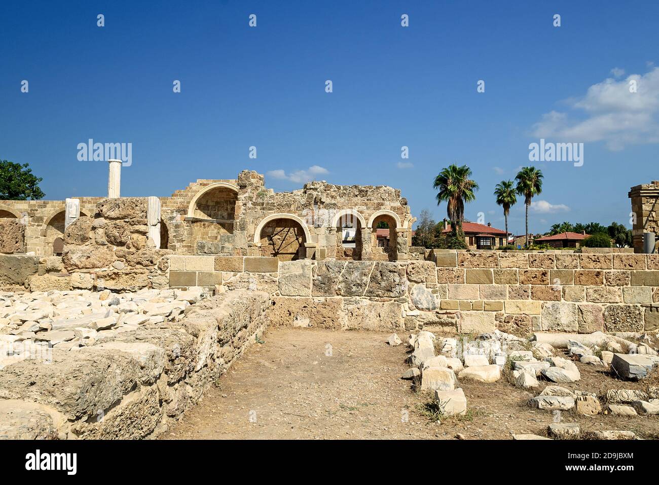 Antiche rovine a lato, antica città-sfondo di archeologia Foto Stock