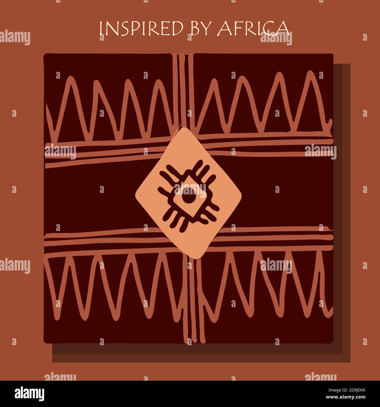 ISPIRATO DALL'AFRICA. Sfondo africano, volantino con modello tribale tradizionale. Illustrazione Vettoriale