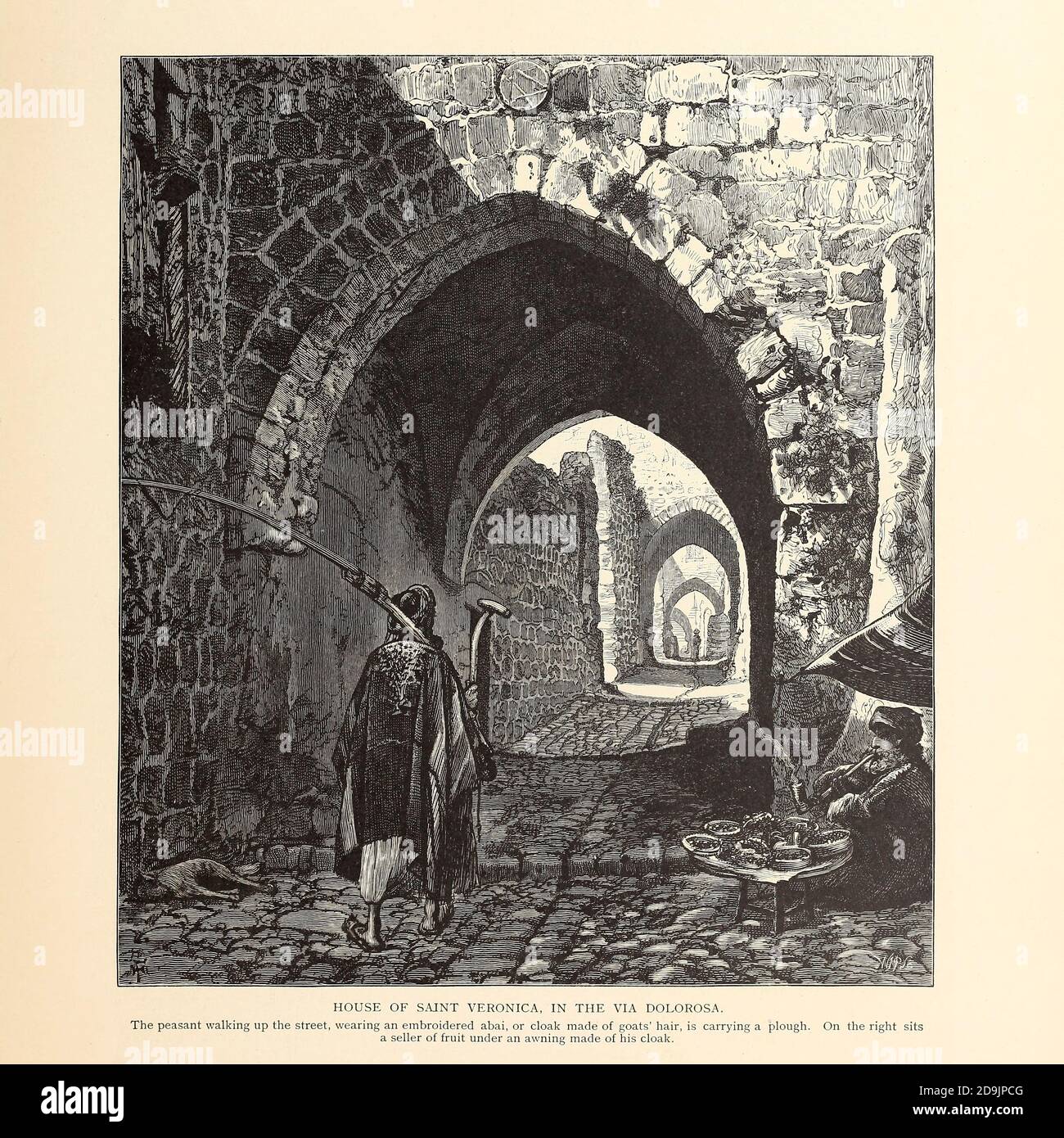 Via dolorosa, Gerusalemme, Casa di Santa Veronica dal libro pittoresco Palestina, Sinai, ed Egitto di Colonnello Wilson, Charles William, Sir, 1836-1905. Pubblicato a New York da D. Appleton and Company nel 1881 con incisioni in acciaio e legno da disegni originali di Harry Fenn e J. D. Woodward Volume 1 Foto Stock