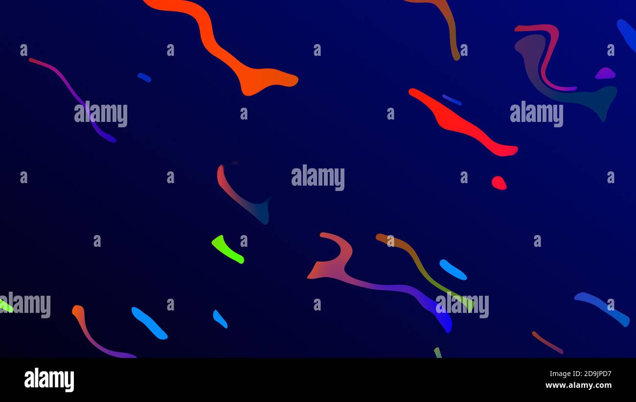 Uno sfondo trendy di linee curve o strisce incandescenti su blu scuro Foto Stock