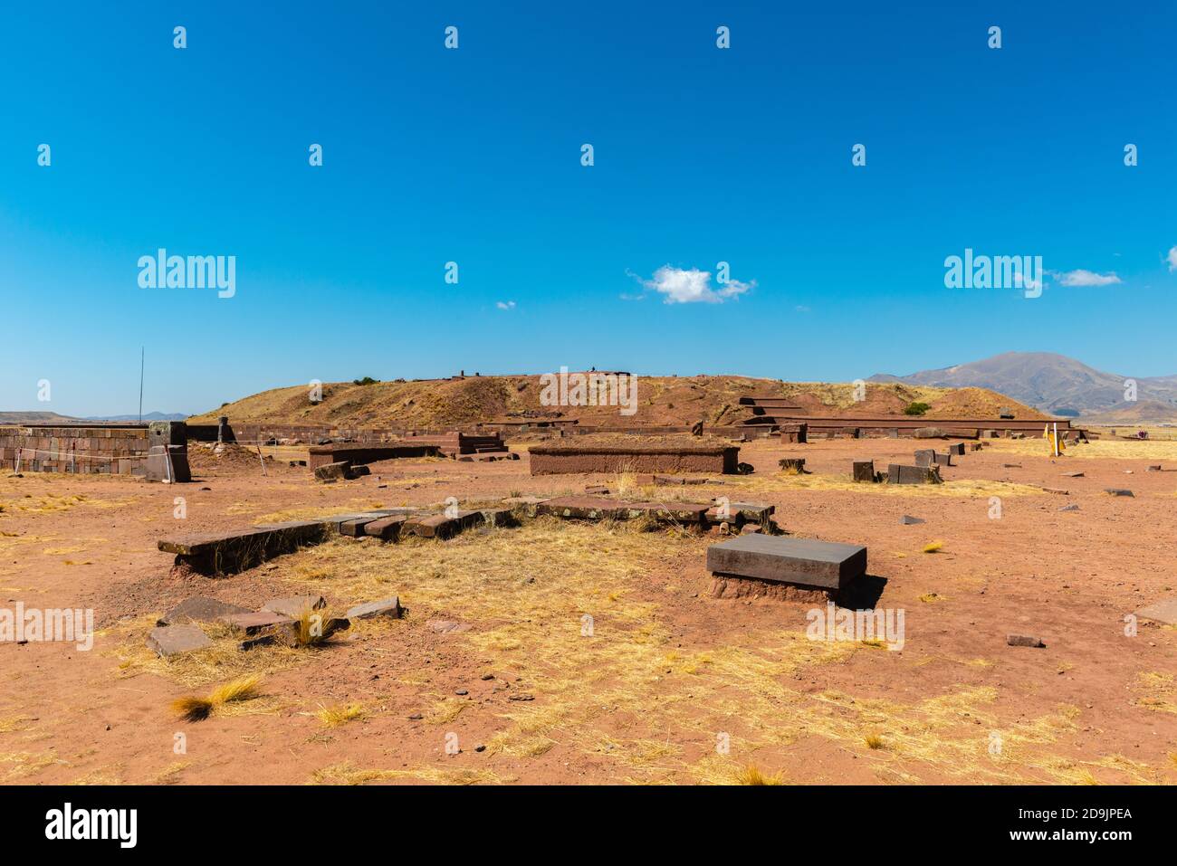 Cuartos cerimoniales Kalasasya, sito archeologico Tiwanaku o Tiahuanaco, patrimonio mondiale dell'UNESCO, Altiplano, la Paz, Bolivia, America Latina Foto Stock