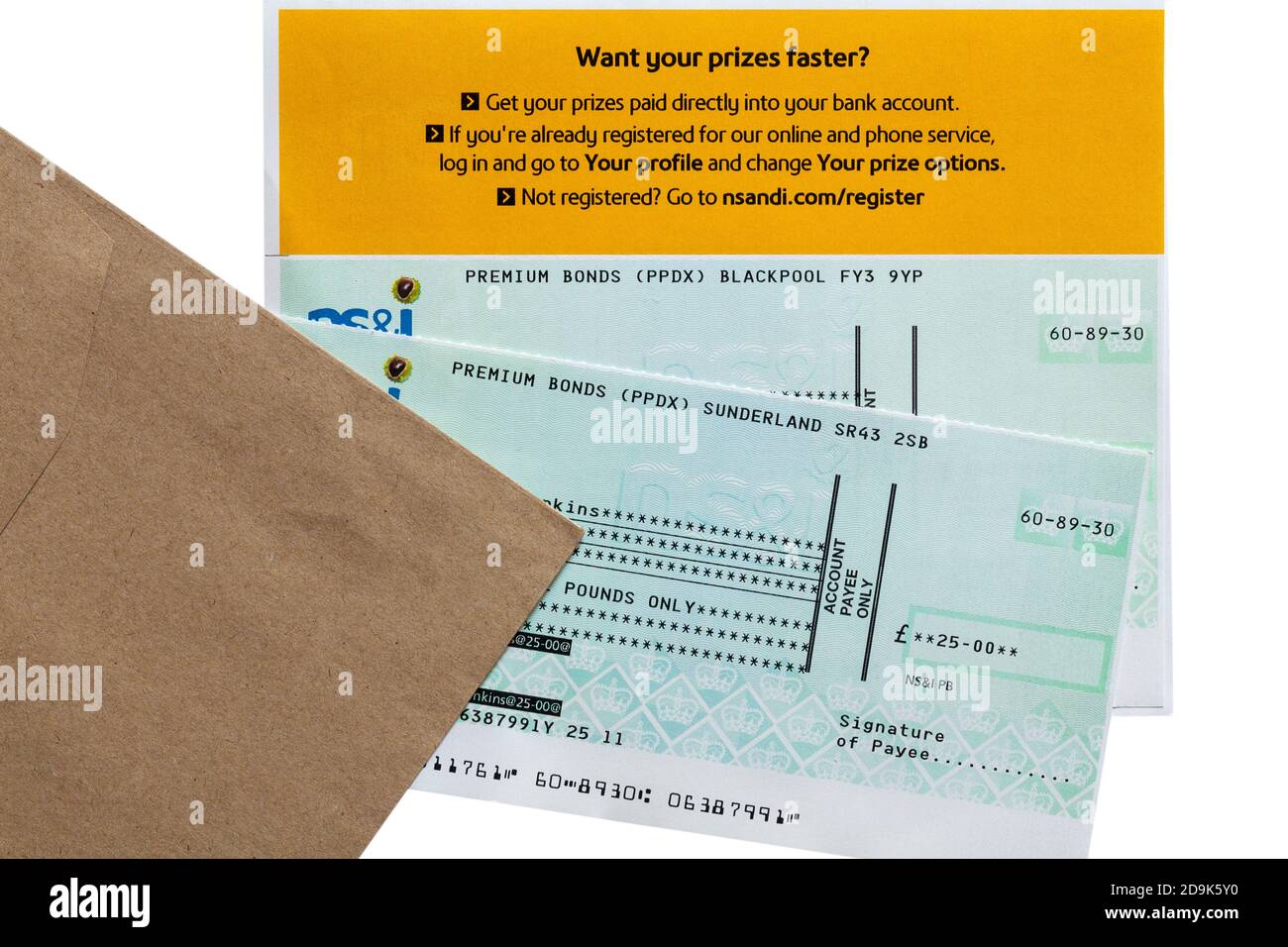 Controllare da MS&i per le vincite Premium Bond Foto Stock